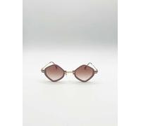 SVNX Women's Diamond Shape Sunglasses in Nude in Beige