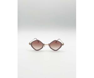 SVNX Women's Diamond Shape Sunglasses in Nude in Beige