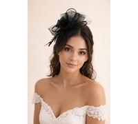 SVNX Women's Double Flower Feather Fascinator in Black