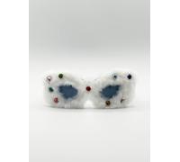 SVNX Women's Faux Fur Cateye Sunglasses with Multicoloured Gems in White