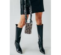 SVNX Women's Faux Pearl Bag With Braided Satin Handle in Silver