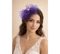 SVNX Women's Feather Bloom Mesh Fascinator in Purple