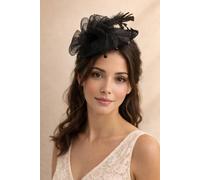 SVNX Women's Feather & Bow Bloom Fascinator in Black