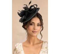 SVNX Women's Feather & Bow Disc Fascinator in Black