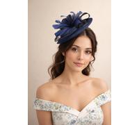 SVNX Women's Feather & Bow Disc Fascinator in Navy