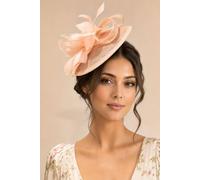 SVNX Women's Feather & Bow Disc Fascinator in Pink