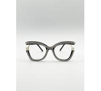 SVNX Women's Festival Diamante with Pearls Cateye Glasses in Black SVNX Black One Size