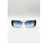 SVNX Women's Flat Top Oval Sunglasses in Grey-Blue in Mid Blue SVNX Mid Blue One Size