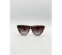 SVNX Women's Flat Top Round Sunglasses in Tortoise in Brown