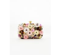 SVNX Women's Floral Applique Clutch Bag in Cream