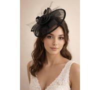 SVNX Women's Floral Bow Mesh Detailing Fascinator in Black