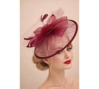 SVNX Women's Floral Bow Mesh Detailing Fascinator in Maroon SVNX Maroon One Size