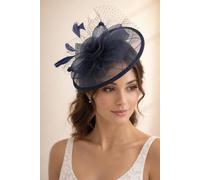 SVNX Women's Floral Bow Mesh Detailing Fascinator in Navy