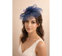 SVNX Women's Floral Bow & Polka Veil Fascinator in Navy