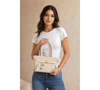 SVNX Women's Floral Embroidered Woven Shoulder Bag - Beige SVNX Beige One Size