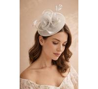 SVNX Women's Floral Fascinator with A Wide Base in Light Grey