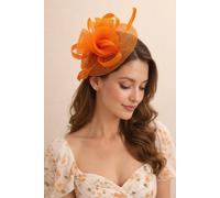 SVNX Women's Floral Fascinator with A Wide Base in Orange