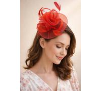 SVNX Women's Floral Fascinator with A Wide Base in Red