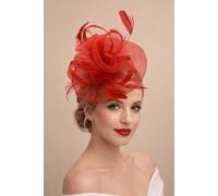 SVNX Women's Floral Fascinator with A Wide Base in Red SVNX Red One Size
