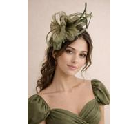 SVNX Women's Floral Feather Fascinator with Loops in Green