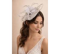 SVNX Women's Floral Feather Fascinator with Loops in Grey