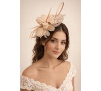 SVNX Women's Floral Feather Fascinator with Loops in Nude