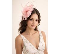 SVNX Women's Floral Feather Fascinator with Loops in Pink