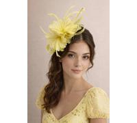 SVNX Women's Floral Feather Fascinator with Loops in Yellow