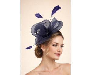 SVNX Women's Flower & Feathers Fascinator Hat with Headband & Clip in Navy SVNX Navy One Size