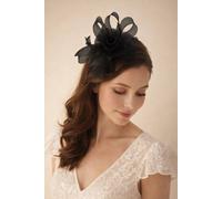 SVNX Women's Folded Bow Fascinator with Tipped Feathers in Black