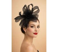 SVNX Women's Folded Bow Fascinator with Tipped Feathers in Black SVNX Black One Size