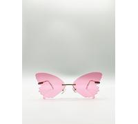 SVNX Women's Frameless Pink Butterfly Sunglasses SVNX Pink One Size