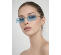 SVNX Women's Frameless Rectangle Sunglasses in Pale Blue