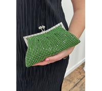 SVNX Women's Green Crystal Clutch Bag SVNX Green One Size