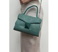 SVNX Women's Green Suede Rhinestone Grab Bag