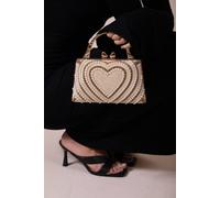 SVNX Women's Heart Pearl Clutch Bag In Gold