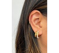 SVNX Women's Heart Pearl Huggie Earrings in Gold