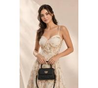 SVNX Women's Heart Quilted Top-Handle Crossbody Mini Handbag in Black