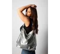 SVNX Women's Hobo Shoulder Bag & Backpack - 2 in 1 in Silver
