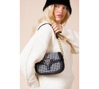 SVNX Women's Houndstooth Shoulder Bag in Black & White