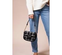 SVNX Women's Knit Check Shoulder Bag in Black