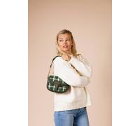 SVNX Women's Knit Check Shoulder Bag in Green
