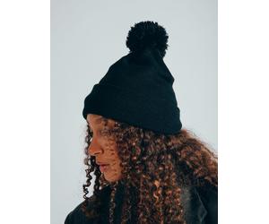 SVNX Women's Knitted Pom Pom Beanie in Black in Dark Grey SVNX Dark Grey One Size