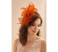 SVNX Women's Knot Feather Fascinator in Orange SVNX Orange One Size