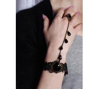 SVNX Women's Lace Bracelet With Charm & Ring Detail In Black SVNX Black One Size