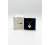 SVNX Women's Large Heart Locket Necklace in Gold - Gift Boxed