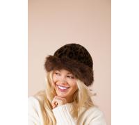 SVNX Women's Leopard Faux Fur Hat in Brown SVNX Brown One Size