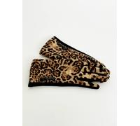 SVNX Women's Leopard Print Gloves with Black Buttons