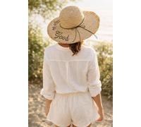 SVNX Women's Life is Good Straw Sun Hat in Beige