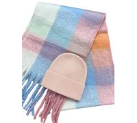 SVNX Women's Light Check Scarf & Beanie Set